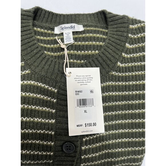 Splendid Amber Stripe Crop Cardigan in Green Spruce Oak - Picture 5 of 5